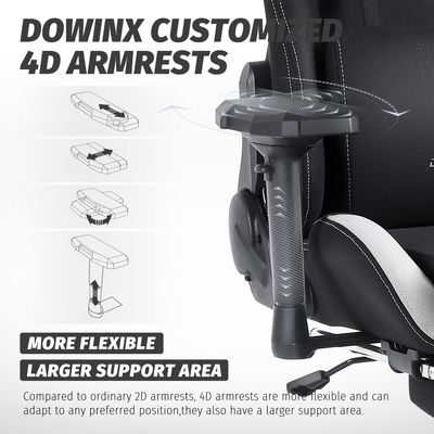 Silla de juegos de oficina con cojín de resorte de bolsillo y reposabrazos 4D de altura ajustable
