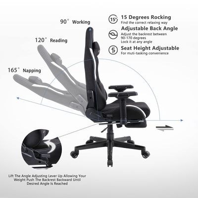 Silla de juegos de oficina con cojín de resorte de bolsillo y reposabrazos 4D de altura ajustable