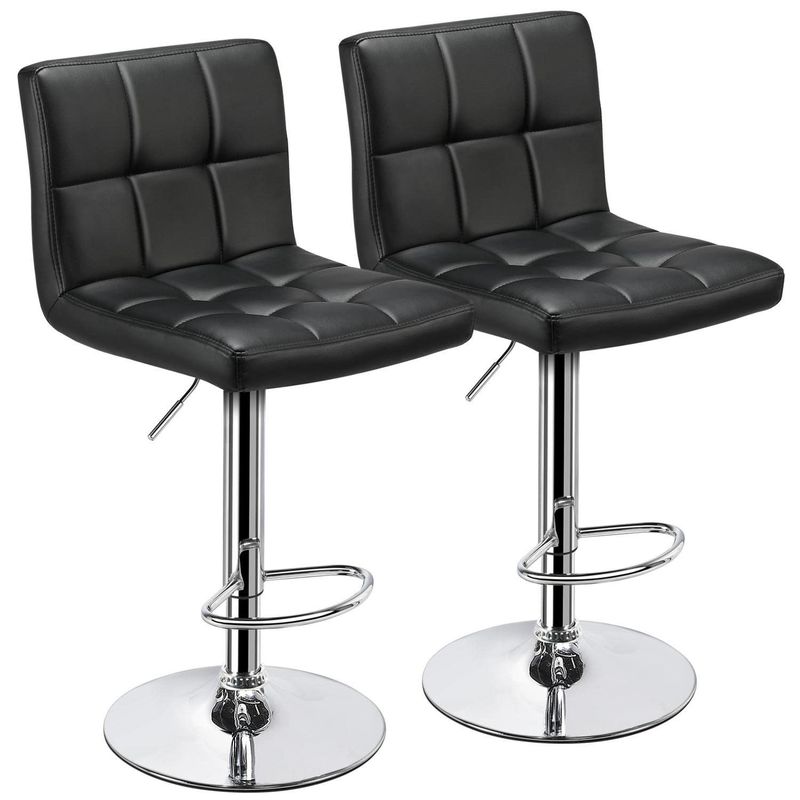 19.5&quot;D x 17&quot;W x 36.5&quot;H Taburetes de bar modernos con altura ajustable y cuero de PU giratorio
