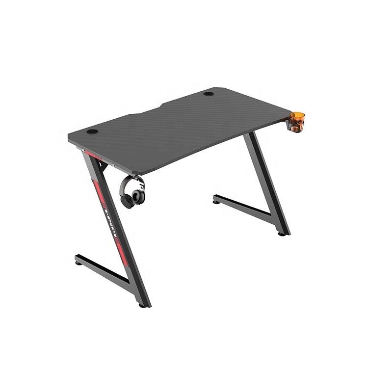 Escritorio de juego de mesa plana de metal con otro material de superficie en azul