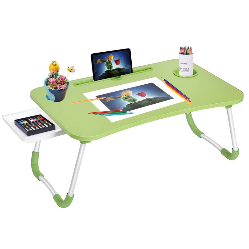 Tabla de cama portátil plegable con soporte para tazas y dimensiones del producto 15.7&quot;D x 23.6&quot;W x 11&quot;H
