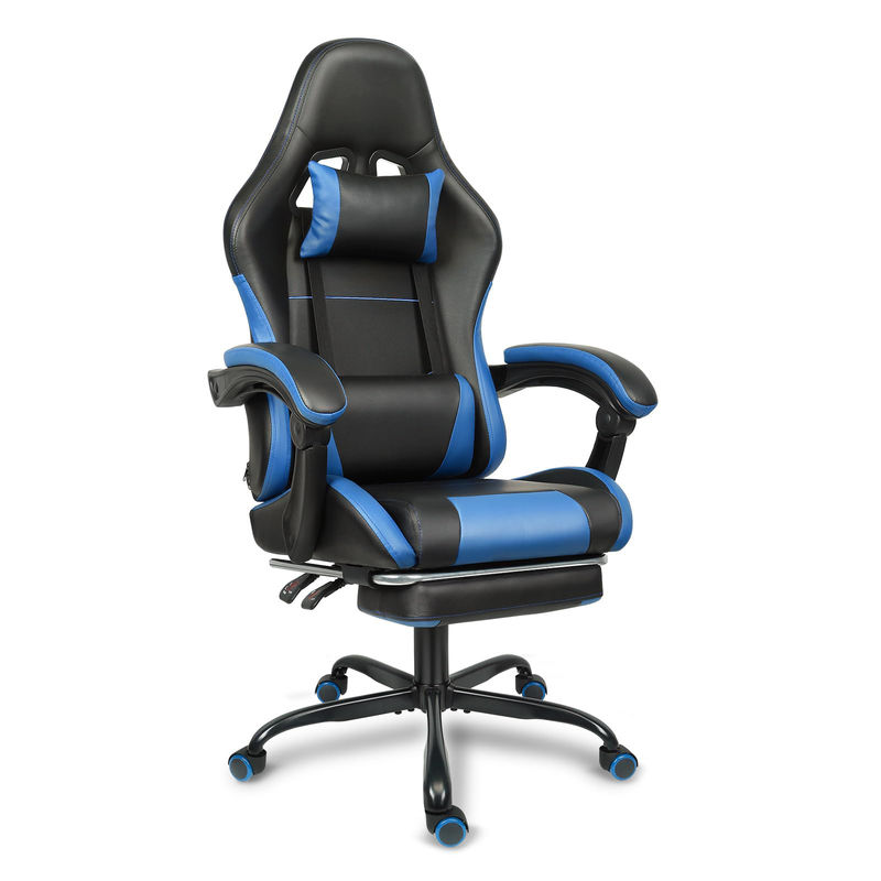 Silla de videojuegos ajustable en altura de color personalizada con soporte lumbar y reposapiés