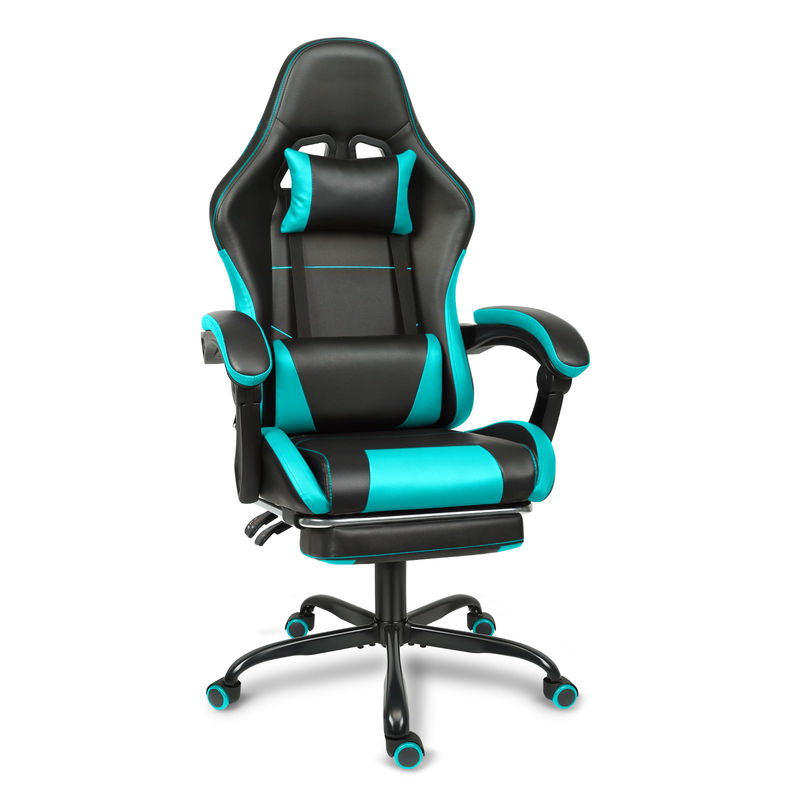 Silla de juego de diseño moderno y elegante con soporte lumbar y reposapiés