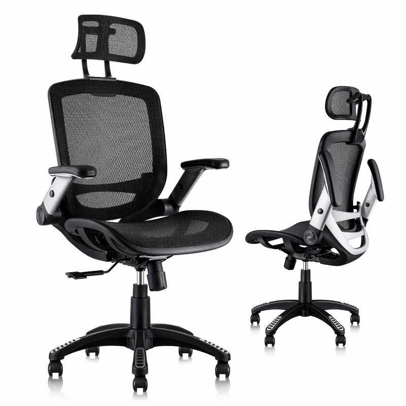 Silla de escritorio ergonómica con respaldo de cabeza ajustable y silla elevadora de estilo brazo invertido