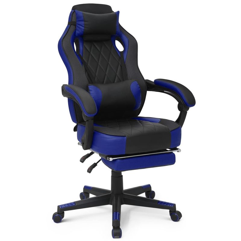Silla de juegos de altura ajustable en cuero de PU para juegos de computadora de estilo de carreras en ALINUNU