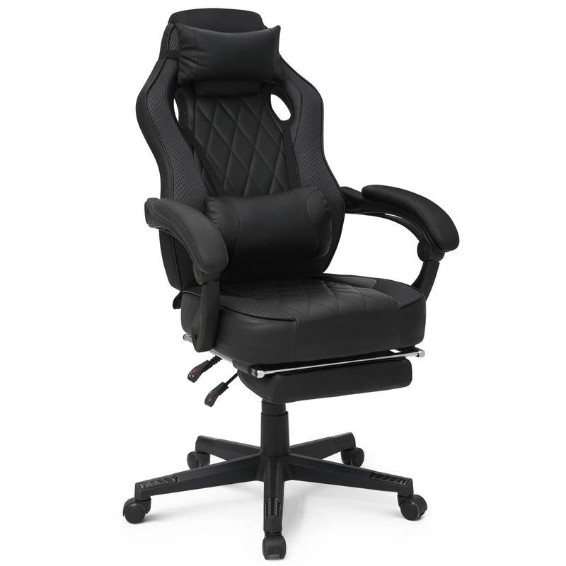 La silla de juegos de PU de ALINUNU es ergonómica y ajustable para largas sesiones de juego.