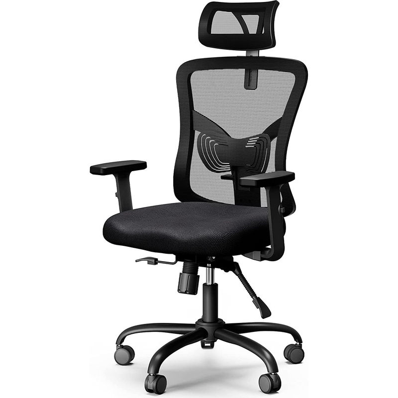Silla de oficina de diseño moderno con respaldo de brazo ajustable y soporte lumbar