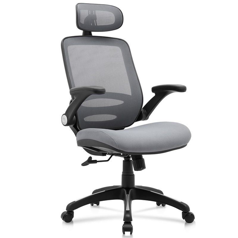 Alturas ajustables Silla de escritorio de malla con espalda alta con brazos abatibles y estilo de diseño moderno