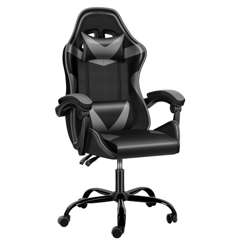 Silla ergonómica de videojuegos con reposapiés y soporte lumbar 33 libras
