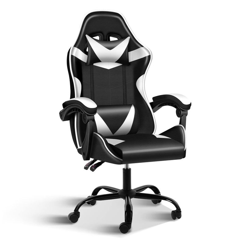 Material del asiento tipo plástico Silla ergonómica para videojuegos con reposapiés y soporte lumbar