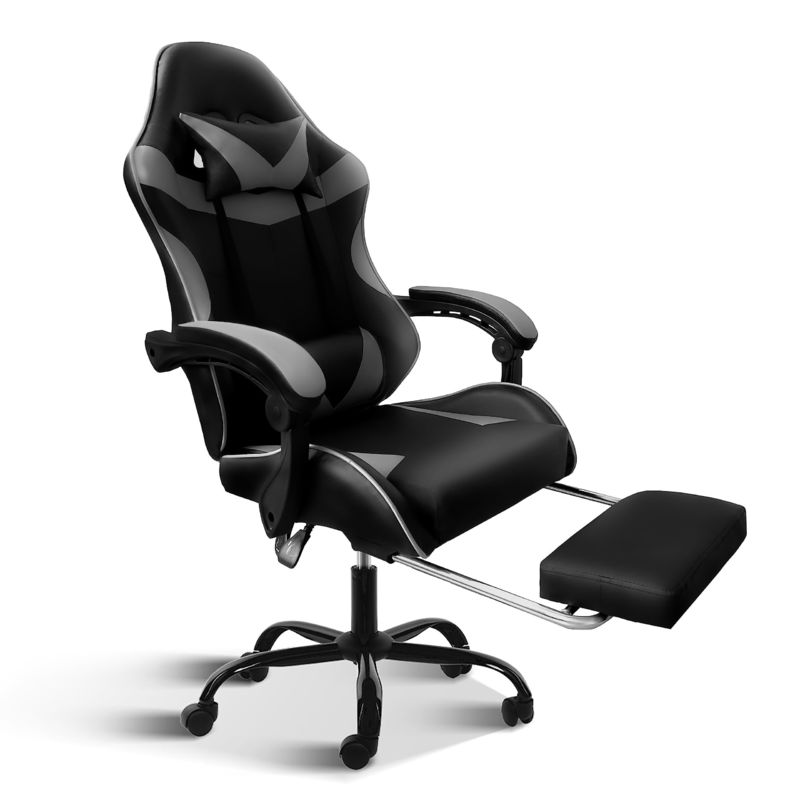 Silla de plástico silla de juego ergonómica con reposapiés y soporte lumbar 33 libras de peso