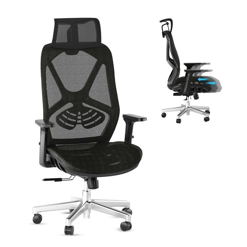 Silla de oficina ergonómica de alto respaldo con diseño de asiento dinámico estilo moderno