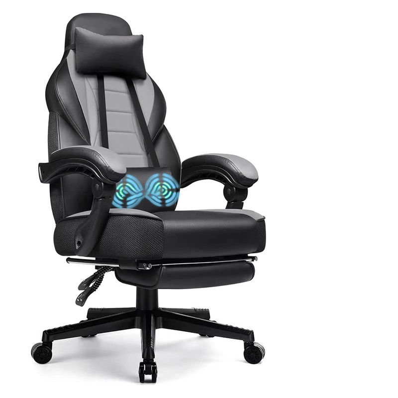 Silla de juego de estilo de carreras de diseño moderno con reposacabezas y reposacabezas de color personalizado