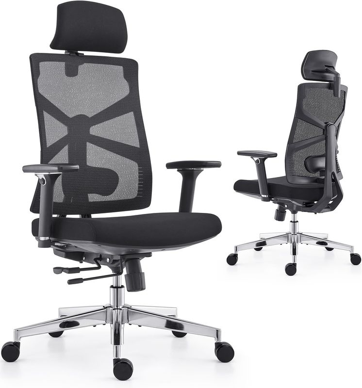 Silla de escritorio de computadora con respaldo sólido con espalda alta con respaldo adaptativo y paquete de correo Y
