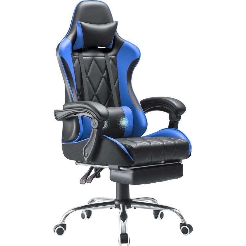 Silla de videojuegos de espalda alta con reposapiés y soporte lumbar de masaje Color personalizado