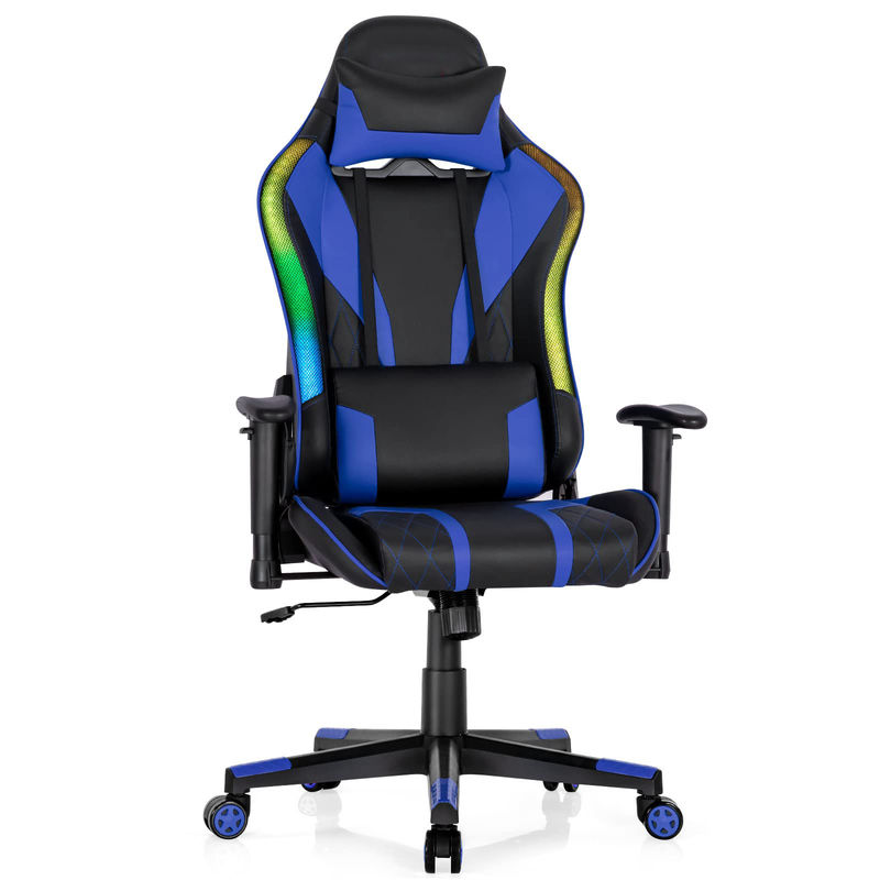 Silla de juego ergonómica de carreras de aluminio de tipo metálico con soporte lumbar ajustable
