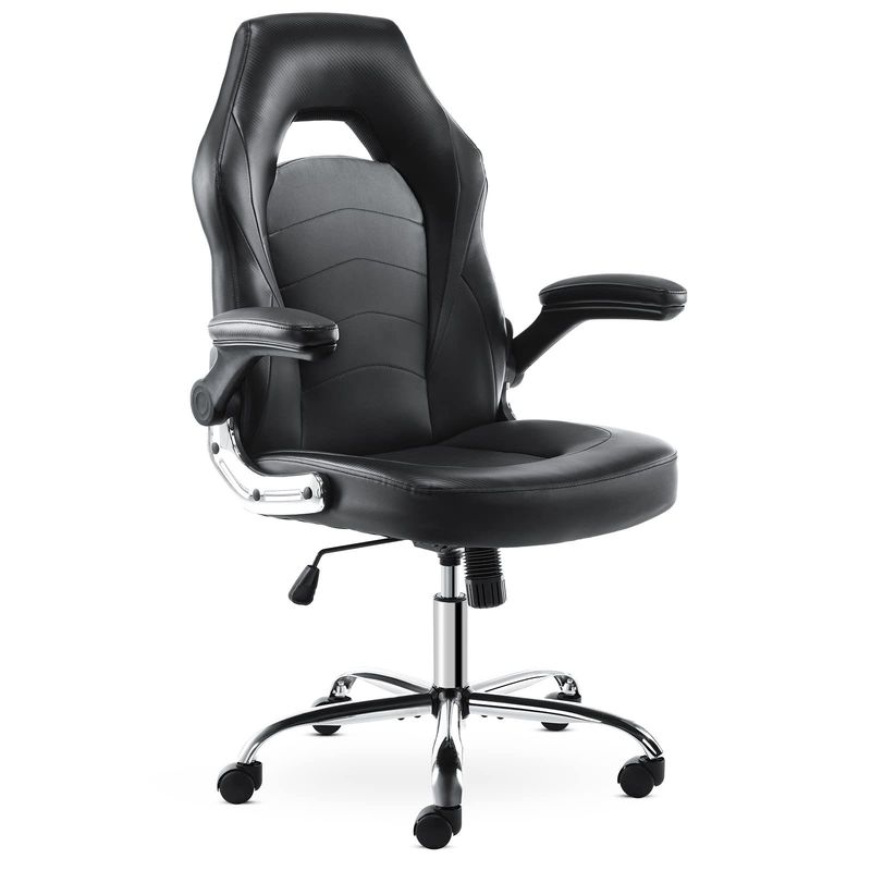 Silla de juego ergonómica de cuero sintético con soporte lumbar 29.9&quot;D x 29.9&quot;W x 49.6&quot;H