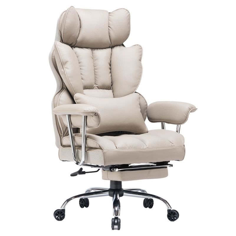 Silla giratoria de cuero PU de espalda alta para mayor comodidad