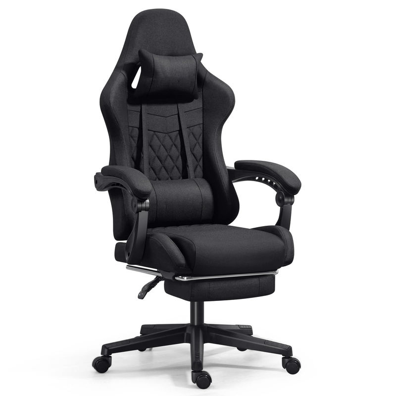 Silla de juegos de computadora con reposapiés y masaje