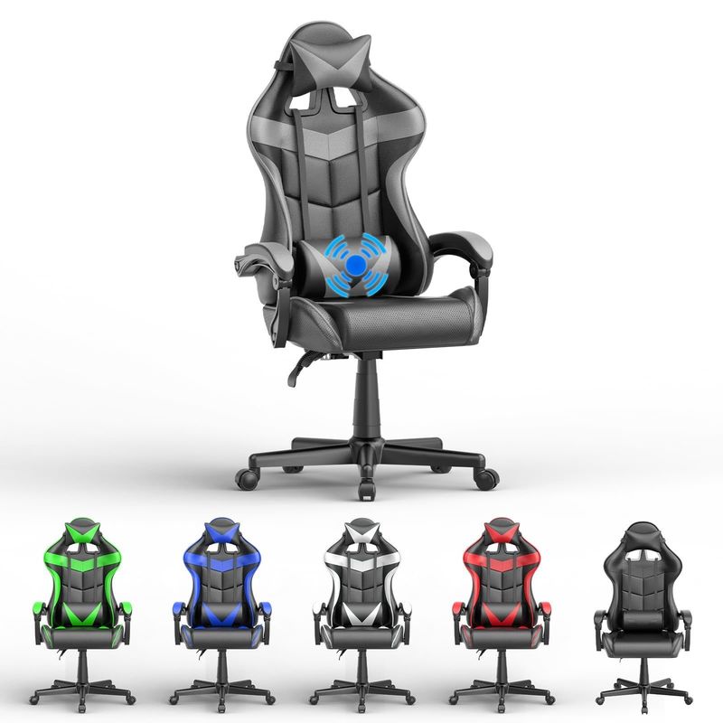 Obtenga la última experiencia de juego silla de juegos de PU con masaje 33 &quot;D x 24&quot; W x 49.2 &quot;H