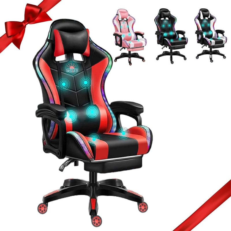 Actualice su configuración de juegos con la silla de juegos de masaje de PC de ALINUNU con LED y altavoces