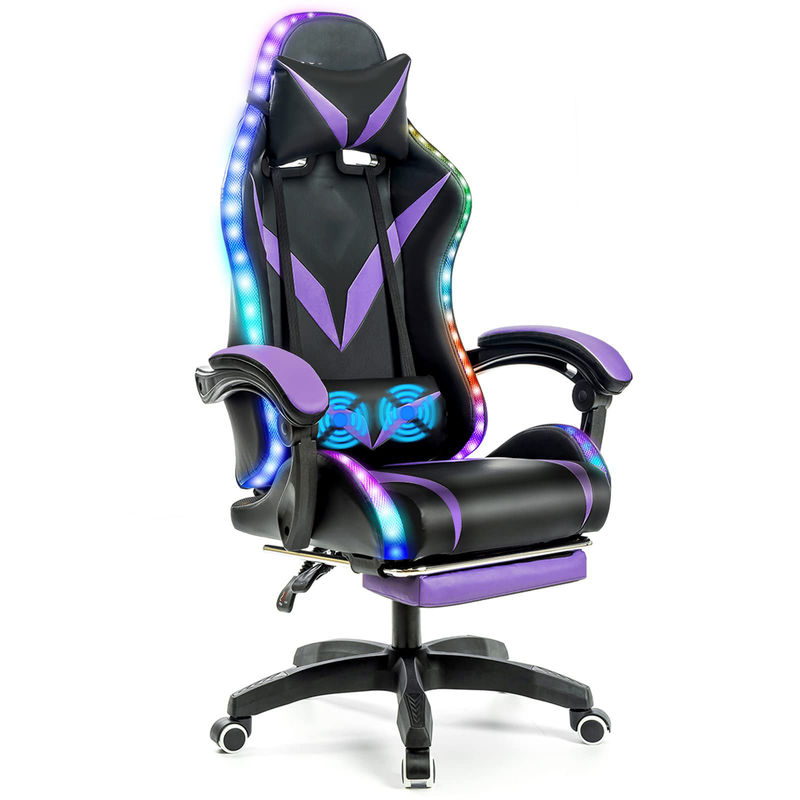 Embalaje de correos Silla ergonómica de juego RGB con masaje y luces LED