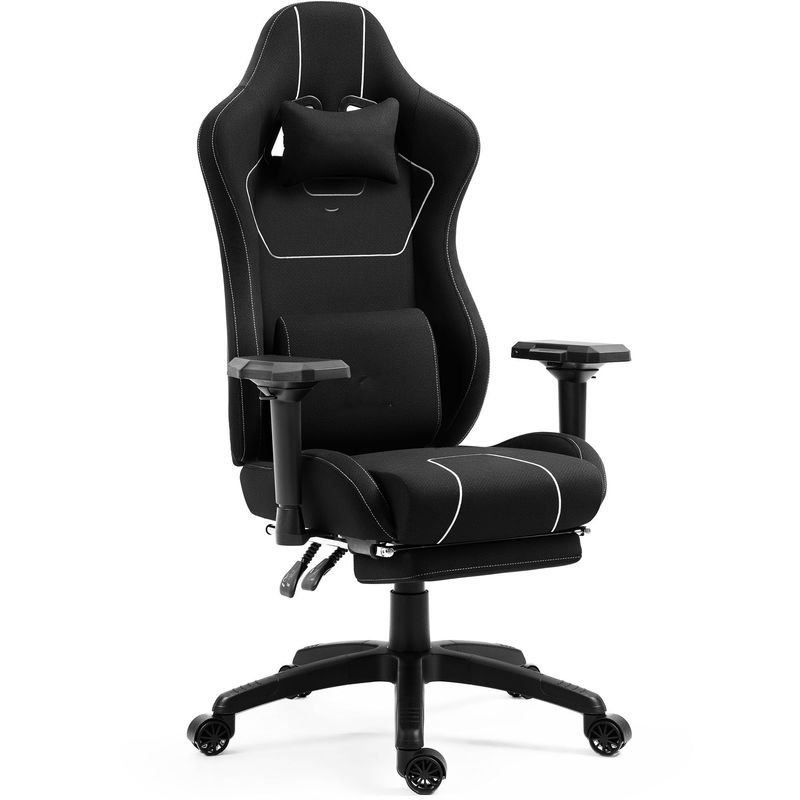 Silla de juego ergonómica ajustable a medida con apoyo lumbar de masaje y reposapiés