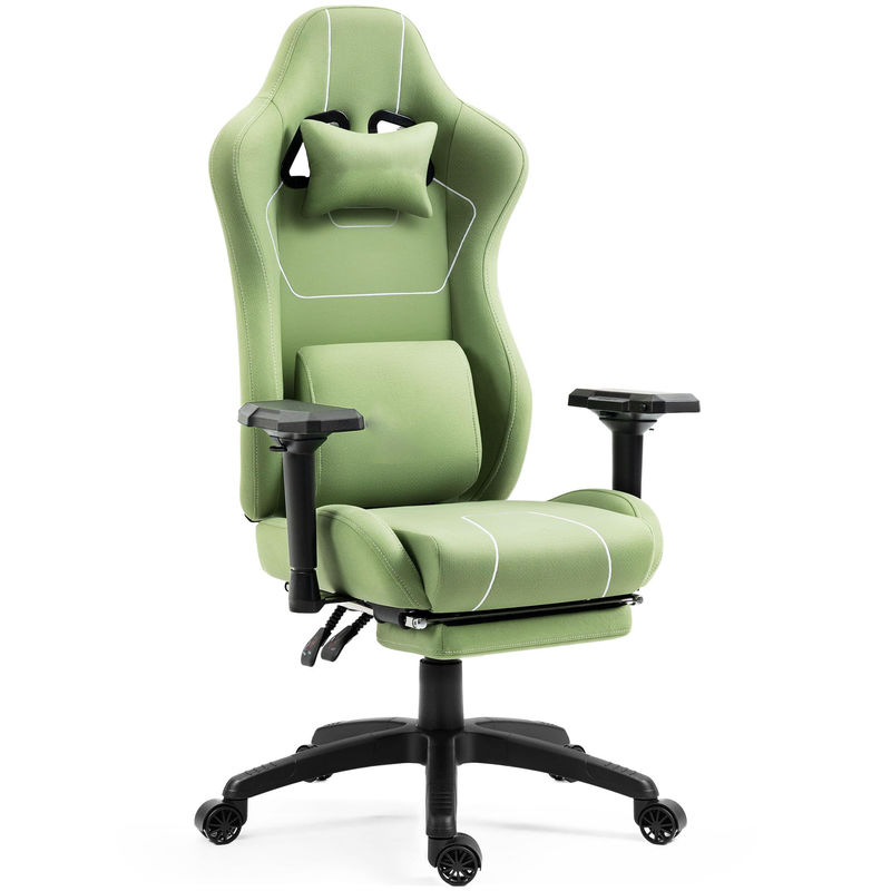 Silla de juegos con masaje de apoyo lumbar y reposapiés en diseño moderno