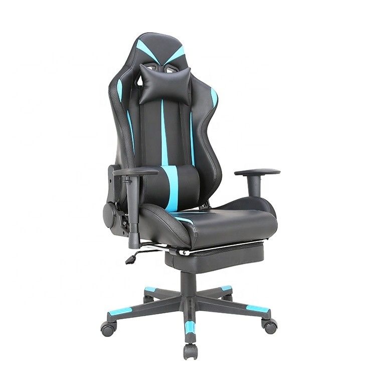 Listo para el envío Negro y azul de cuero genuino Rocker silla de juego para muebles de oficina