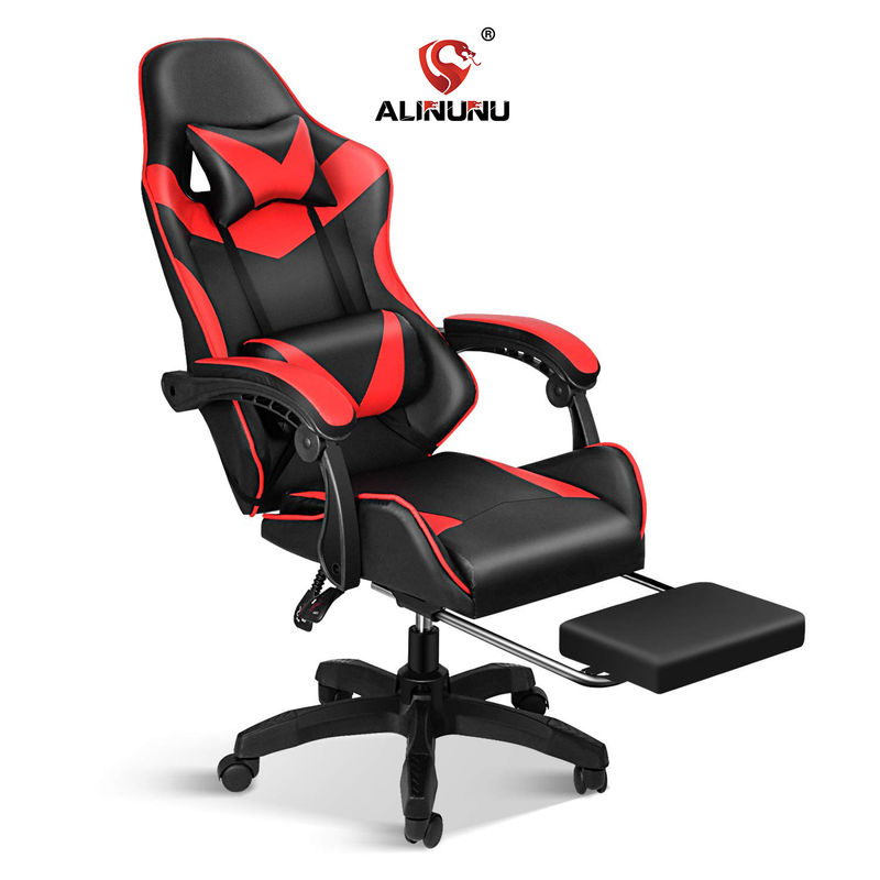 Silla de juegos de PC de diseño moderno de carreras con reposapiés y reposacabezas
