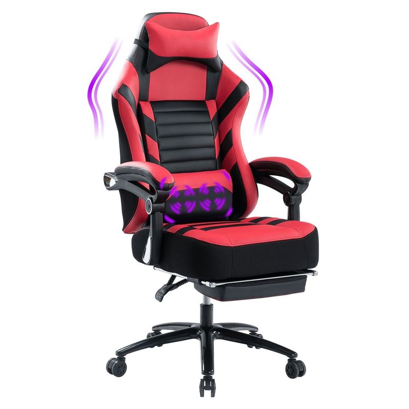 Silla de juegos con inclinación hacia atrás ajustable con reposapiés y espuma de memoria de 400 libras de capacidad
