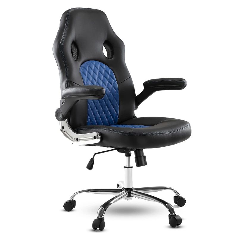 Silla de oficina ajustable de 30 libras con diseño ergonómico de cuero PU y soporte lumbar