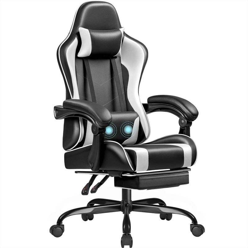 Silla de videojuegos ajustable de altura con reposapiés 18.5&quot;D x 20.9&quot;W x 50.4&quot;H