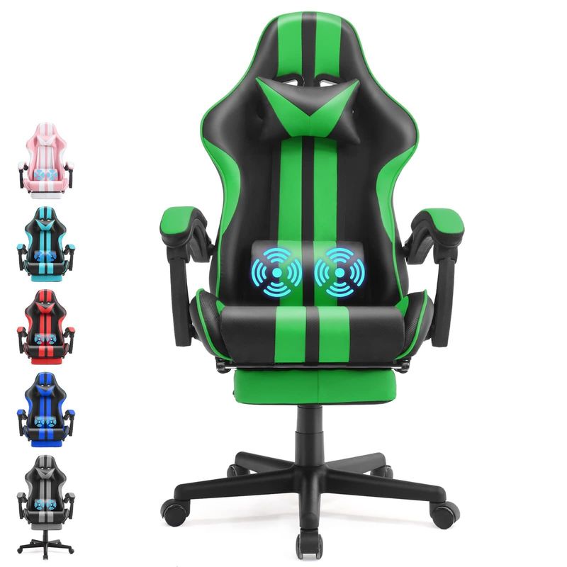 Silla de computadora con reposacabezas y soporte lumbar