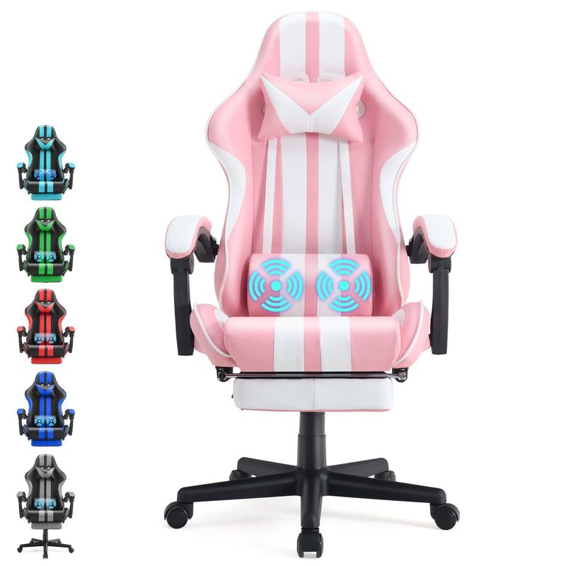 Silla de juegos de computadora con reposapiés y soporte lumbar Peso máximo recomendado de 300 libras