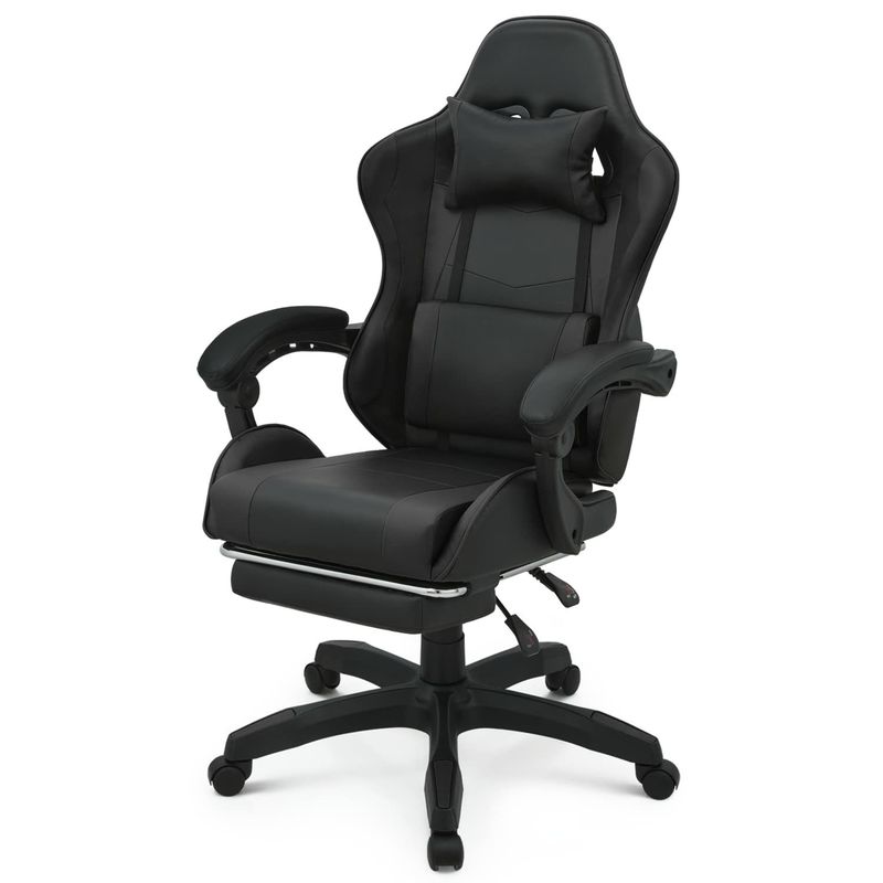 Silla de juego de embalaje de correos espalda alta con apoyapiés para los pies Apoya para la cabeza Apoyo lumbar Marco de hierro