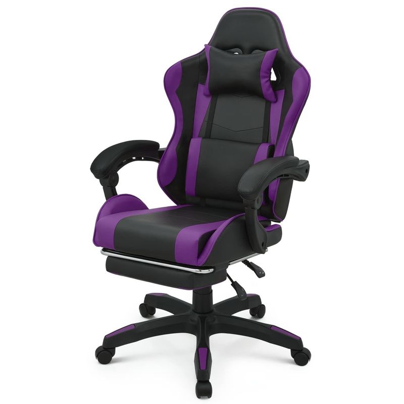 Silla de videojuegos ergonómica con respaldo para los pies, respaldo para la cabeza, soporte lumbar
