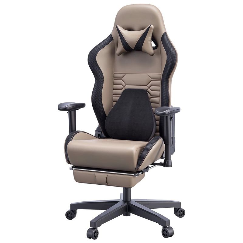 Silla de juegos de carreras de ruedas de PU con soporte lumbar ergonómico y embalaje de correo